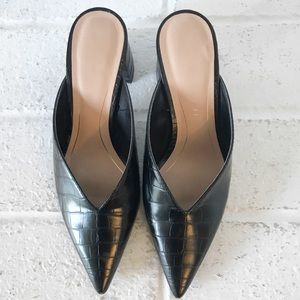 Zara Croc Embossed Mules, 37 (US 7.5)